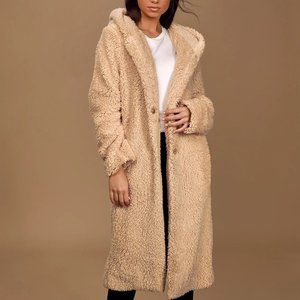 Lulu's Cozy Mindset Tan Teddy Oversized Coat